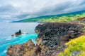 coastal area of Ã¢â¬â¹Ã¢â¬â¹the parish of SÃÂ£o Roque on the island of Pico in the Azores archipelago. strong and contrasting colors.